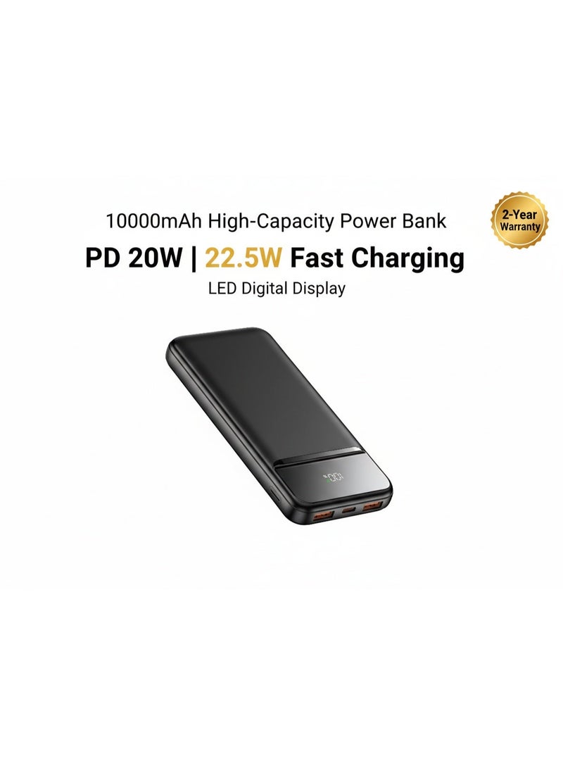iOsuite Power Bank 10000mAh PD 20W + 22.5W Fast Charging, Charge 3 Devices Simultaneously, Air Travel Approved Portable Charger with LED Digital Display, USB-C & Dual USB-A Compatible with iPhone, Samsung, iPad & More – Black - Image 2